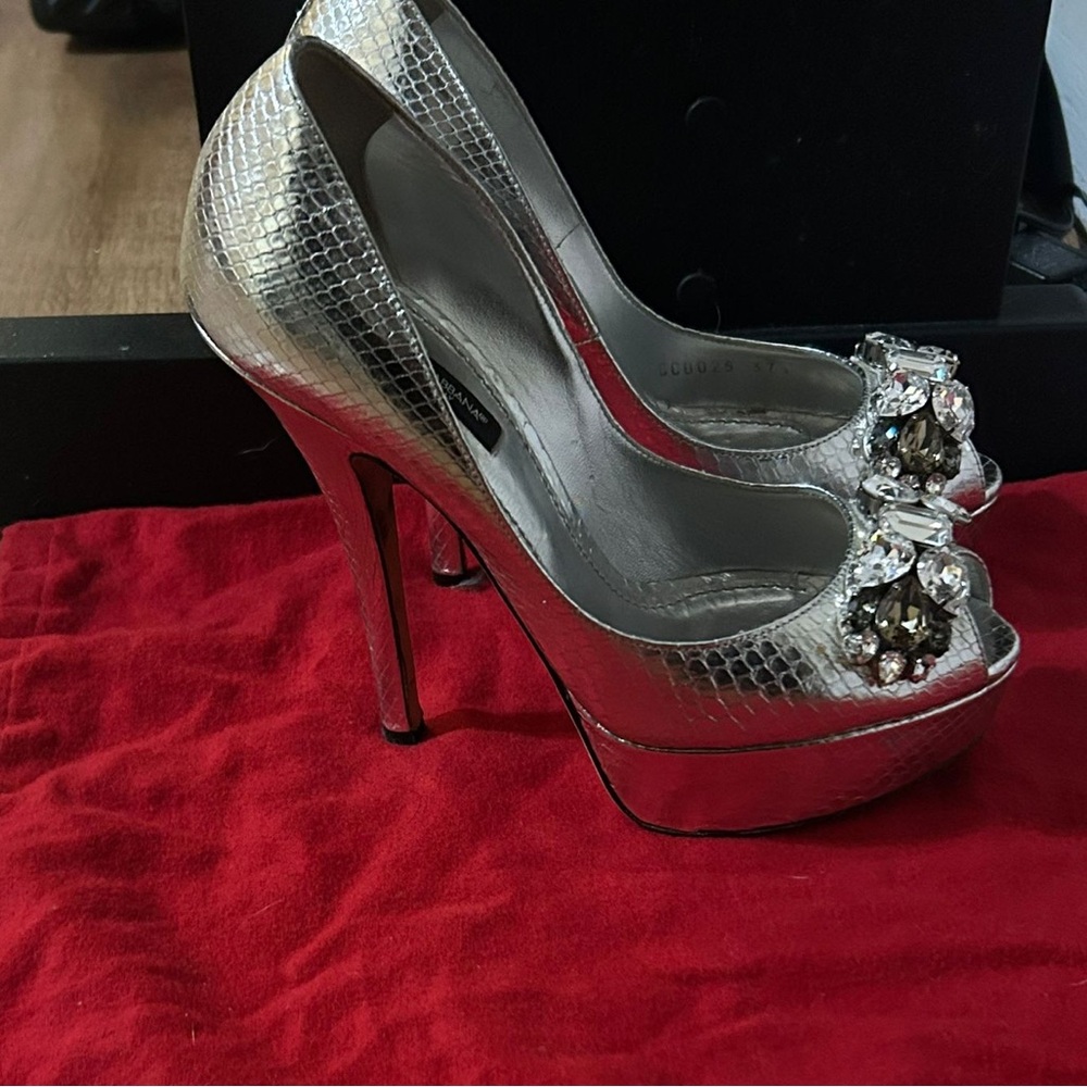 Dolce & Gabbana Silver Python Platform With Studd… - image 3